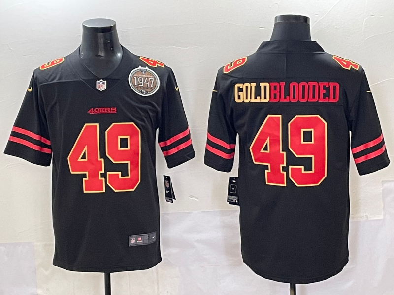 Men San Francisco 49ers #49 Goldblooded Black gold 2024 Nike Vapor Limited NFL Jersey style 002->san francisco 49ers->NFL Jersey